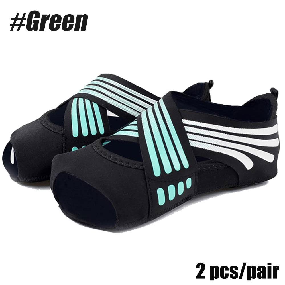 1 Set of Two Professional Yoga Socks Toeless Non-Slip Grips for Pilates Pure Barre Ballet Dance Barefoot Workout Socks Shoes Wo Practical Use