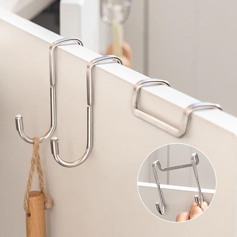 Hooks Door Hook S-Shaped Towel Bag Hook Stainless Steel Cabinet Hooks Kitchen Bathroom Cabinets Home Storage Organization Garden