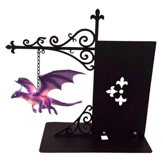 Unique Holiday Souvenir Magical Flying Dragon Bookshelf Lamp, Warm Hanging Night Light, Fantasy Sculpture with Stand Reading Nook Decor, Gift