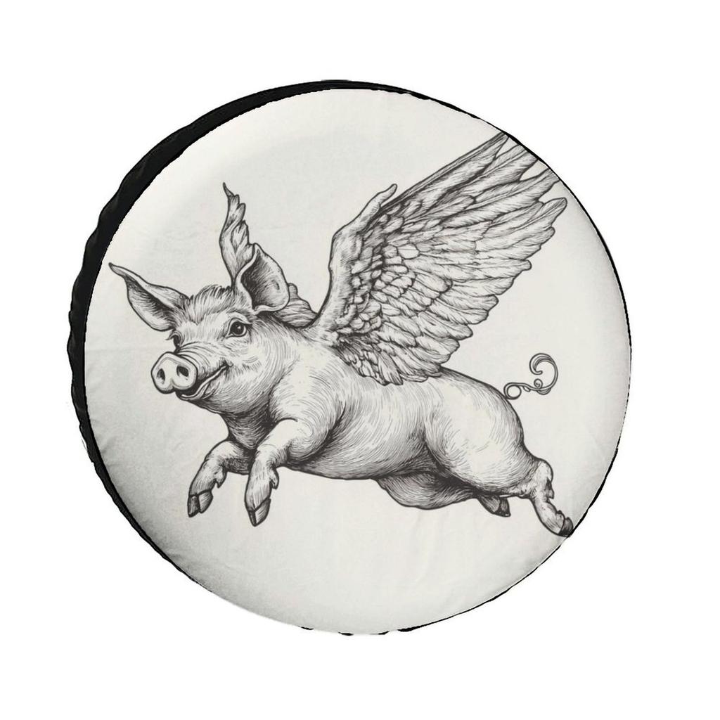 Flying Pig Spare Tire Cover Waterproof Polyester Wheel Protector for RV Car Truck SUV
