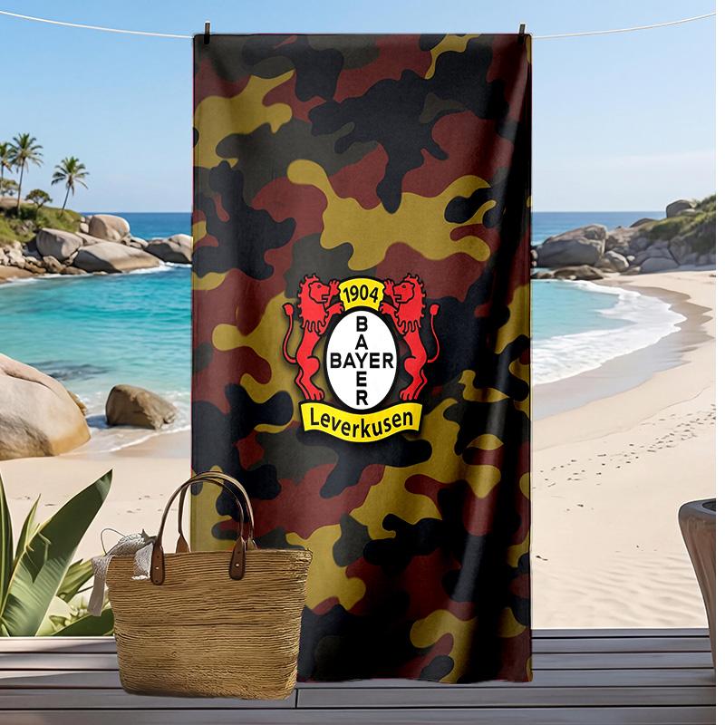 Asciugamano da Spiaggia con Stampa Calcio Bayer Leverkusen, Asciugamano Grande Morbido ad Asciugatura Rapida per Spiaggia Campeggio Nuoto