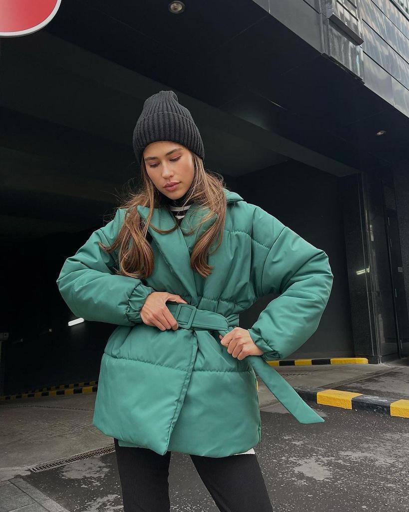 2024 Women's Winter Slimming Lapel Cotton Jacket - Thickened Solid Color Outerwear