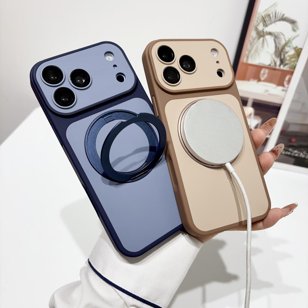 Luxury Kickstand Phone Case for 18 Pro Max 17 16 15 14 13 12 Pro Max Magnetic Cover For MagSafe With Holder Stand Case