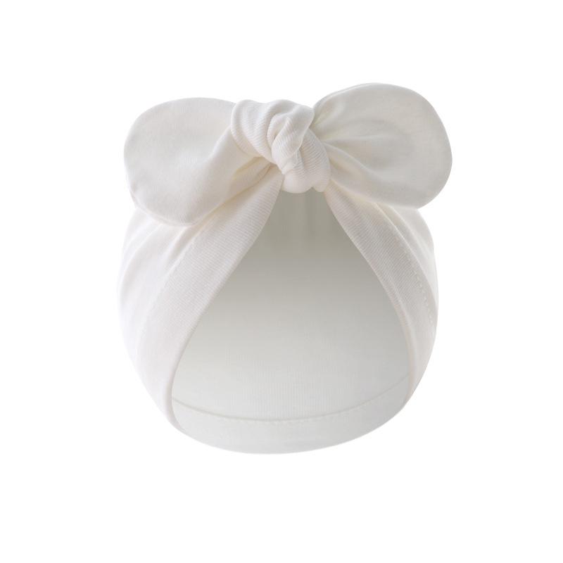 Cute Bunny Ears Baby Turban Hat Solid Color Soft Cotton Infant Beanie Cap Toddler Bonnet Headwrap for Baby Boys Girls