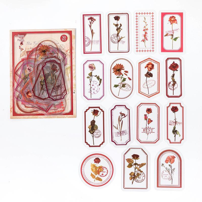 Sugar Poetry PET Stickers: Flowers In Mist Series - 30-Page Pack, 6 Floral Designs for Journals & DIY Projects