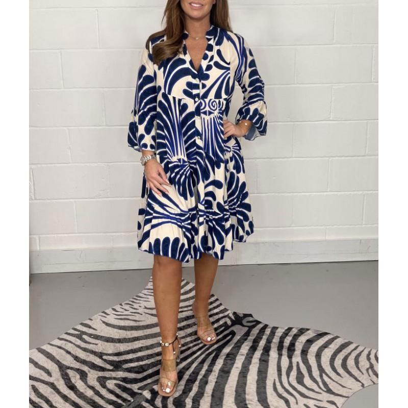 

Women s Printed Loose Casual Dress 3XL синій