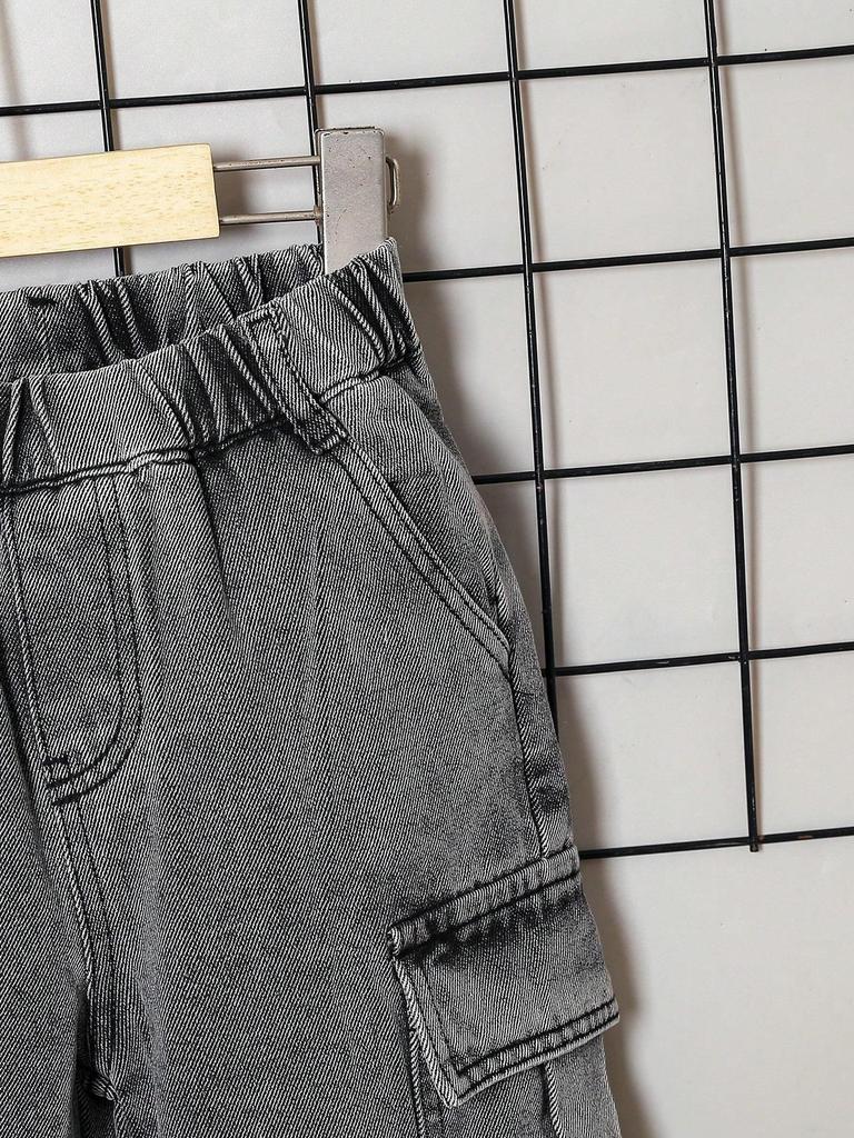 Boys' Denim Cargo Straight Chino Pants for Everyday Wear