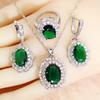 Green Zircon   Jewelry Sets Bridal Earrings For Women Ring Pendant Necklace Set Wedding Jewelry