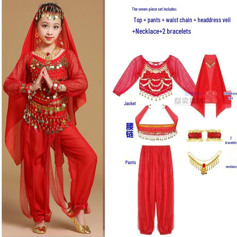 Children's Xinjiang Ethnic Dance Costume for Girls - Toddler Belly Dance Performance Outfit