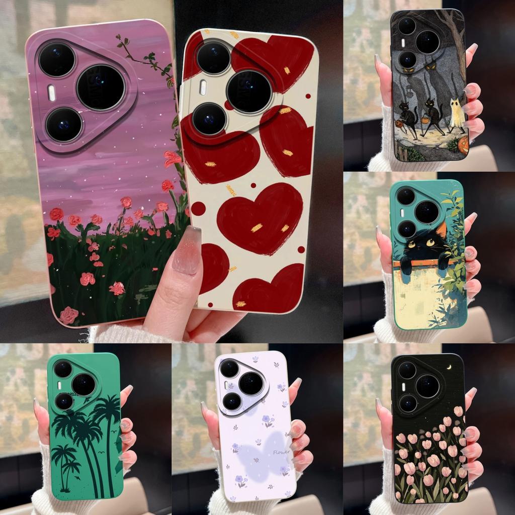 Case For Huawei Pura 80 Pro Plus Ultra Cartoon Heart Soft Silicone Shockproof Bumper Cover For HuaweiPura80ProPlus 80Ultra Funda