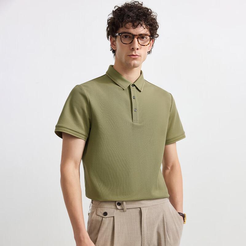 Zhuangji Men's 100% Cotton Business Casual Short-Sleeve Polo Shirt