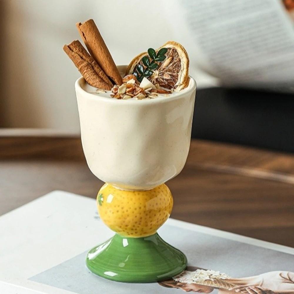 Hand Painted Dessert Cup Exquisite Ice Cream Mug Specific Cup Ceramic Fruit Goblet  Breakfast