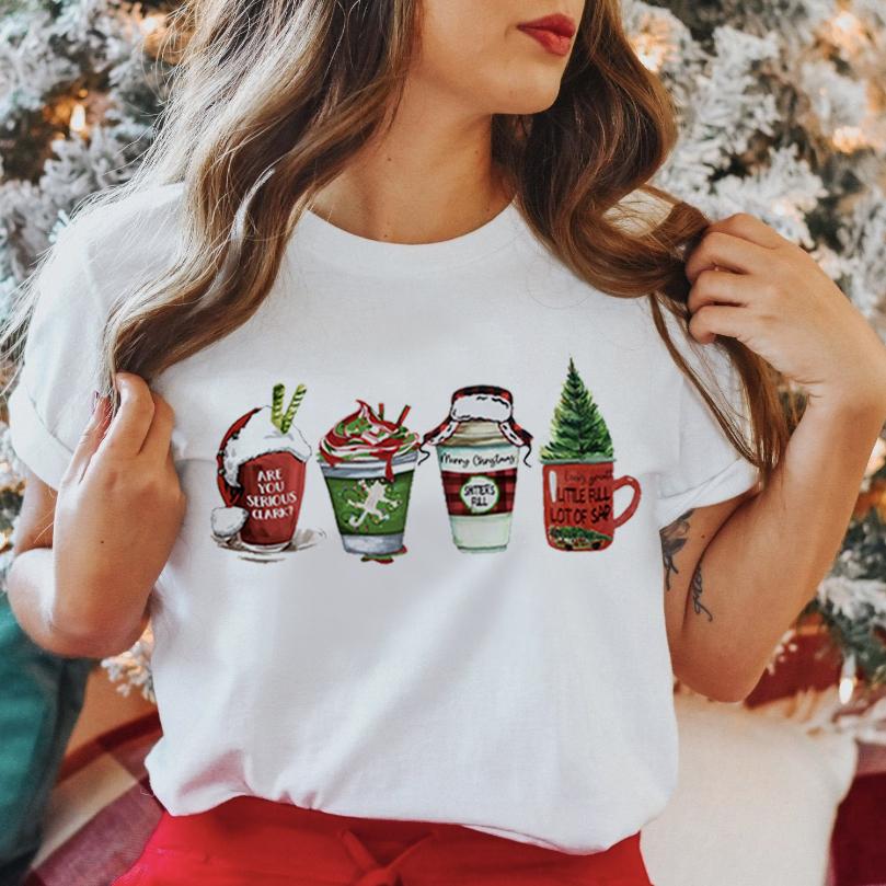 Unisex Graphic Love Cute Short Sleeve Happy Time Winter Merry Christmas Clothing Wear Printed Tops Lady Tees T Shirt Tshirt