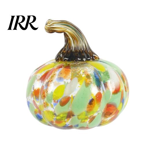 Pumpkin Ornament Mini Hand Blown Glass Ornament, Collectible Thanksgiving Halloween Decoration Faux Crystal Hanging for Fall, Harvest Unique Gift