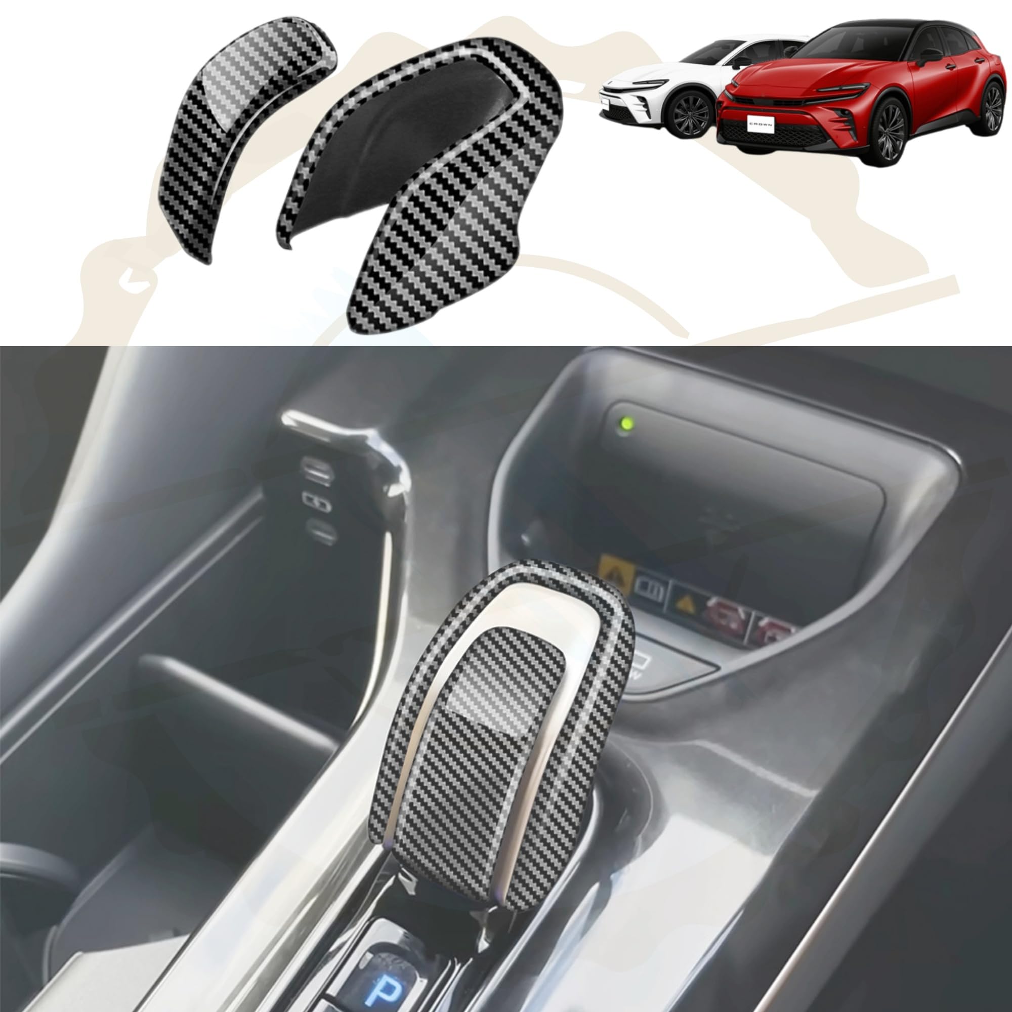 

DodoxDIY Applicable New Crown Sedan Custom Accessory Parts Aftermarket Interior Parts Shift Lever Garnish Shift Knob Cover Carbon Style shift knob cover