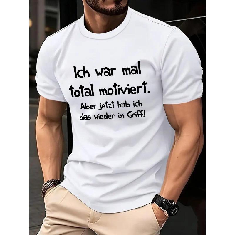 European sizes Men'S Summer Casual Sports T-Shirt - Soft, Breathable Blend, Loose Fit, White/Black, Regular Fit Crew Neck, Street Style Outfit