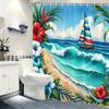 Vibrant Ocean & Tropical Themed Polyester Bathtub Curtain - Artistic Printed Shower Curtain for Bathroom Decor