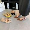 2025 Spring and Autumn New French Retro Temperament Socialite Bag Head Pointed Sandals Suede Stiletto Fairy High Heel