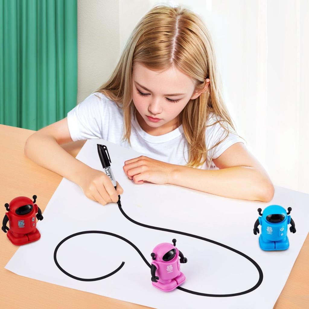 Baby Cute Desktop Intelligent Line Patrol Robot Automatic Drawing Early Childhood Education Toy Children