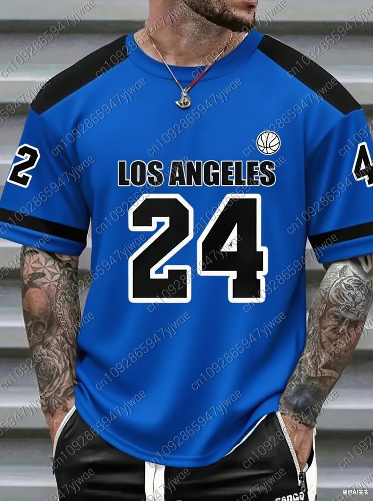 Number23 Los Angeles Print Mens T-Shirt Man Short Sleeves Sportwear Football T-Shirt Vintage Oversize 5 Colors Tees Men Clothes