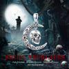 CUOKA MIRACLE Skull Necklace, 925 Sterling Silver, Moon, Crescent Moon Skull Jewelry Pendant Necklace, Gothic Skull Horror Jewelry, Gift for Women,