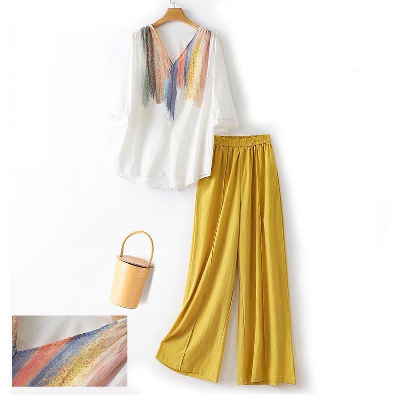 

Оригинальная скидка на заказ Иностранная торговля Срезанная этикетка Большой бренд Хлопок Лен Топ Yellow L