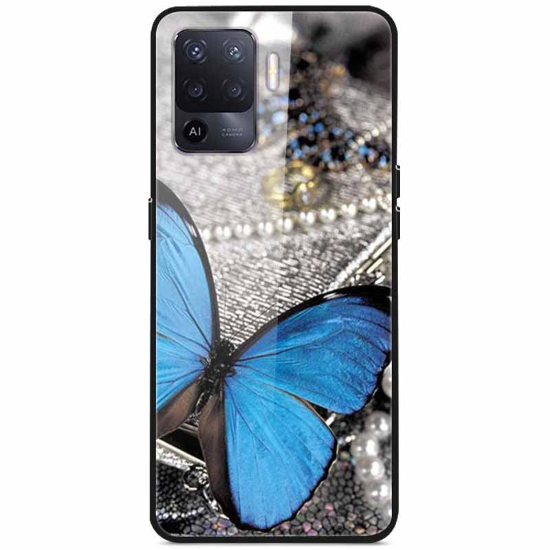 Tempered Glass Case For Oppo Reno5 Lite Hard Back Cover for Oppo Reno 5 Lite Luxury Painted Reno5Lite Funda 6.43'' Shockproof