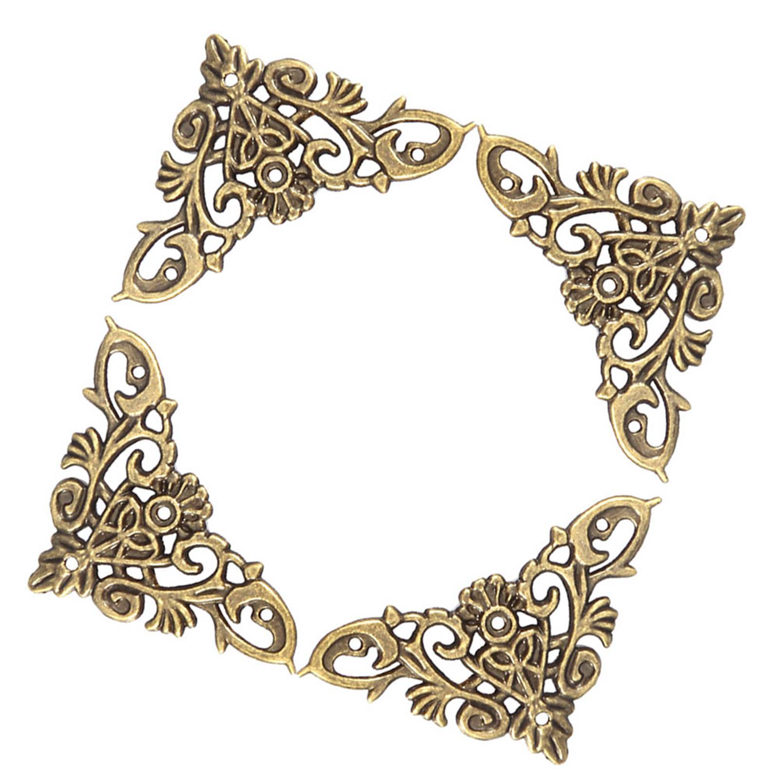 

12PCS Antique Style Hollow Shape Jewelry Scrapbook Album Protector Wood Box Corner Decor Large