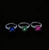 Jewelry Cultivated Sapphire Square Ring Square Four-Claw High Carbon Diamond Emerald Ring