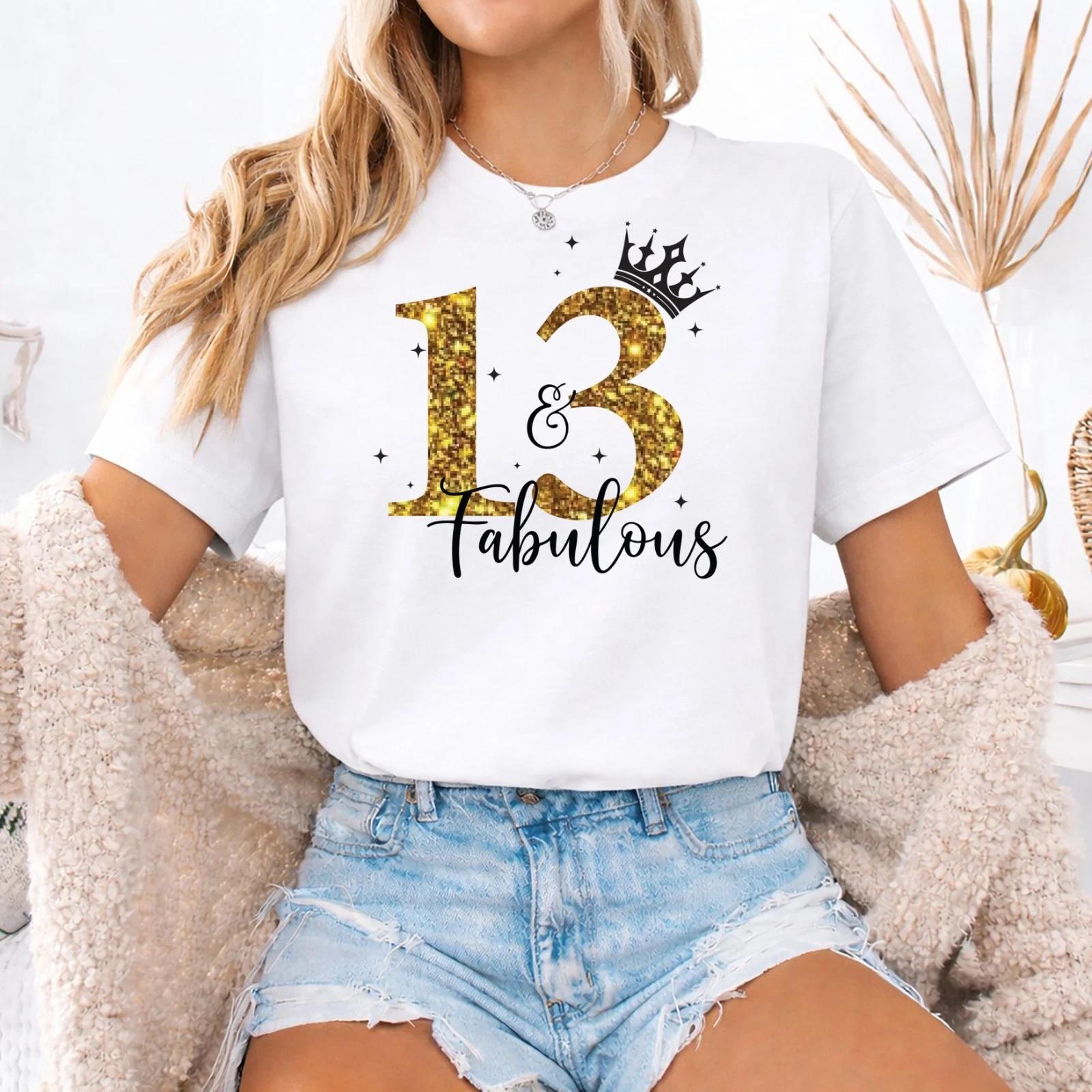 Personalised Custom T-shirt for Girl, 13th Birthday shirt, Fabulous Birthday S