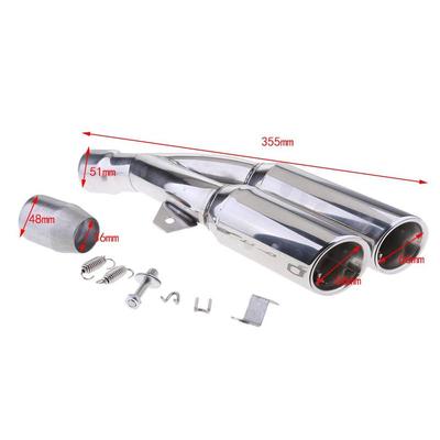 Edelstahl Doppel Auslass Auspuff Schalldämpfer Rohr Slip-on Motorrad Schalldämpfer mit Anschluss für Dirt Bike Roller Quad 36-51mm