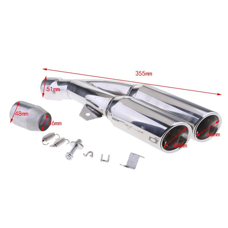 Dual Tail Outlet Slip-on Exhaust Muffler Pipe Stainless Steel DB Killer for Off Road Quad Bike Motorcycle 36-51mm