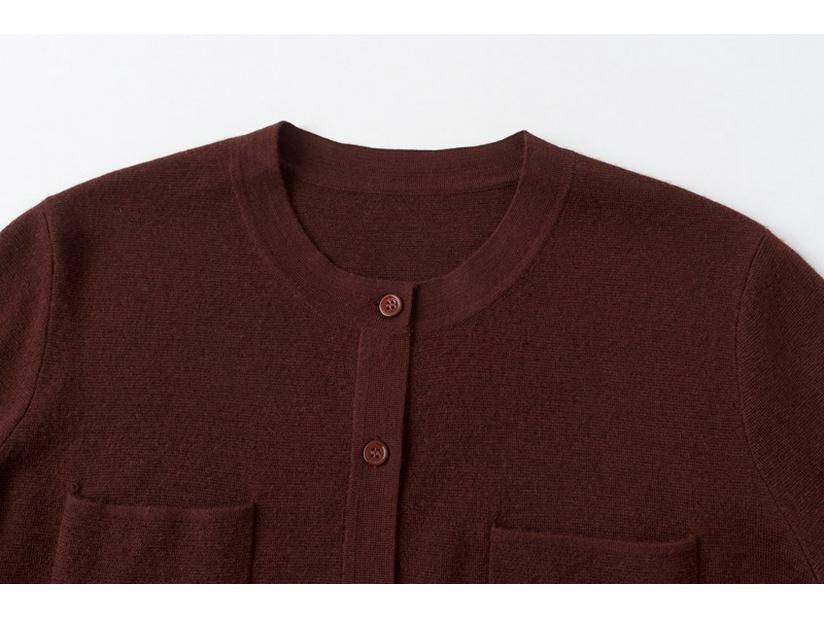 100% Pure Cashmere Thickened Crew Neck Single-Breasted Cardigan—Casual Autumn/Winter Fashion Sweater