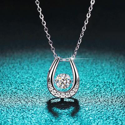 D Color 1ct 0.5ct  Moissanite Necklace for Women Beating Heart S925 Sterling Silver Plated White Gold Pendant