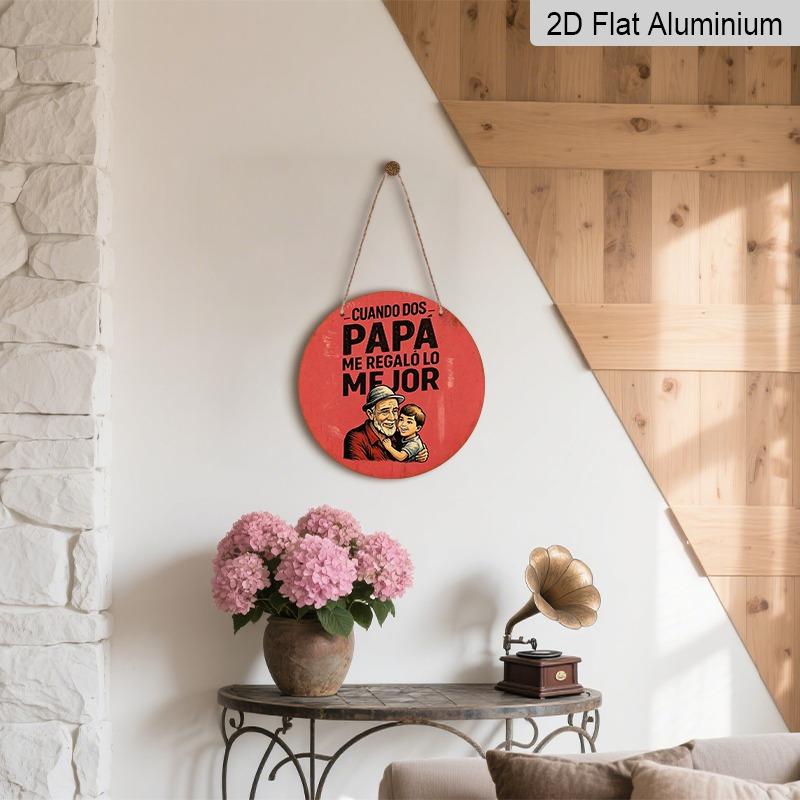 2D Flat Father's Day Themed Aluminum Pendant, Available in Various Sizes. Featuring A Black and White Embracing Illustration, It's An Ideal Choice