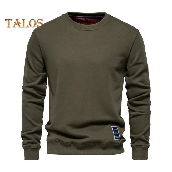 

Осень-зима мужской свободный топ с круглым вырезом и длинными рукавами, однотонный теплый пуловер средней длины, повседневная спортивная толстовка M армия зеленый