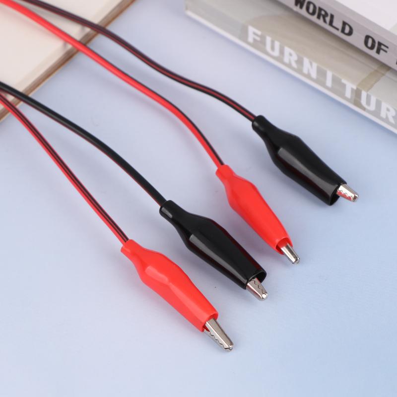 2Pcs 1M Alligator Clip Test Leads 2 Wires 4 Clips Jumper Wires Red Black Crocodile Clip For Battery Electronics Diy Circuit