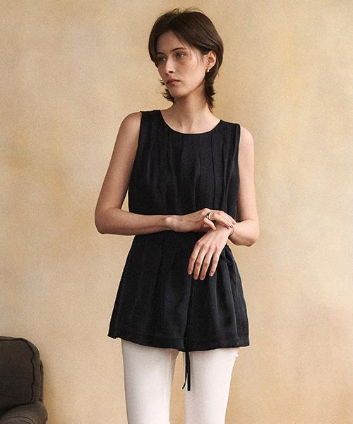 ANGELO BIANCO Elisa Pintuck Blouse_Black