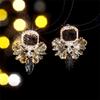 European and American Luxury Colorful Rhinestone Flower Stud Earrings for Women