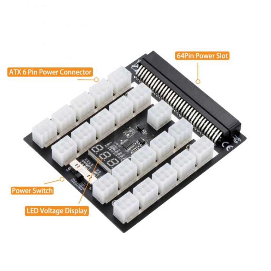 PCI-E 21x 6 Pins Power Module Breakout Board +20CM 6Pin to 8Pin Power Cable