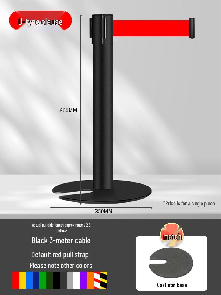 Retractable Queue Barrier Post with Belt