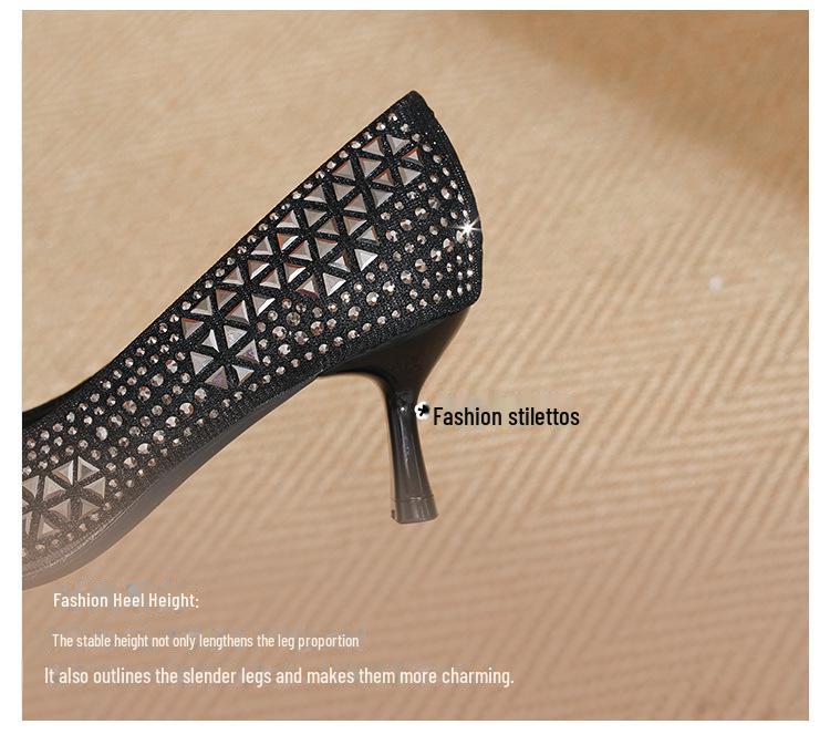 Women's Pointed Rhinestone Stiletto High Heels - Comfortable, Elegant Evening Shoes