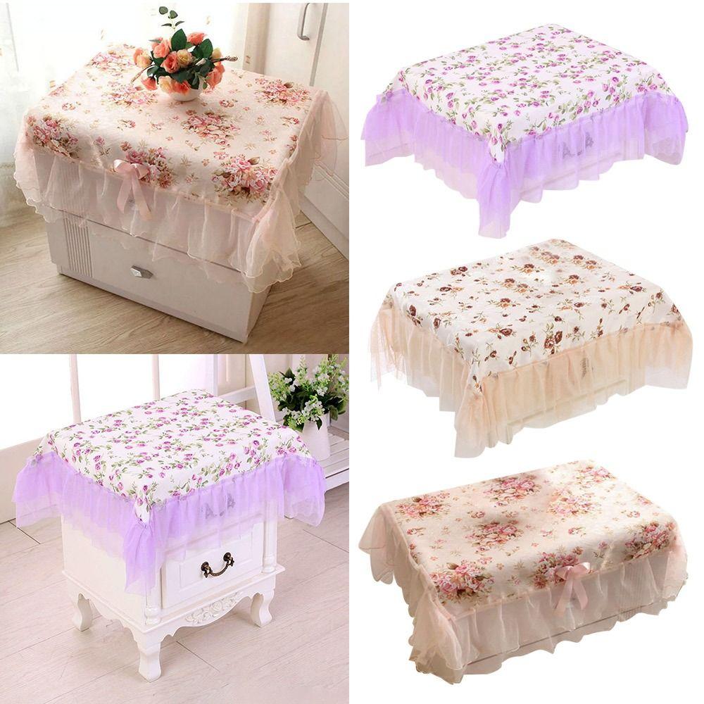 75*80cm Bedside Cabinet Tablecloth Universal Protective Towel Flower Lace Embroidery Table Cloths
