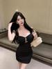 Sexy Nightclub Mesh Pleated Camisole Dress – Slimming Low-Cut, Hip-Hugging Short Skirt