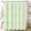 Green White Striped Shower Curtain For Bathroom Decor Waterproof Shower Caddies