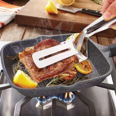 BBQ-Spatelzange aus Edelstahl mit rutschfestem Griff Hitzebeständiger Grillwender für Burger Fisch Pfannkuchen Mehrzweck-Kochutensil