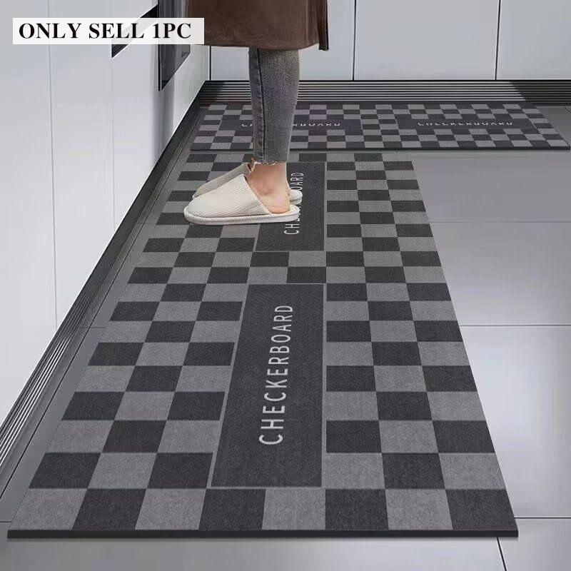 Kitchen Rug Waterproof PVC Leather Floor Mat Geometric Pattern Carpet Long Oil-proof Non-Slip Foot Mats Home Decoration Rugs