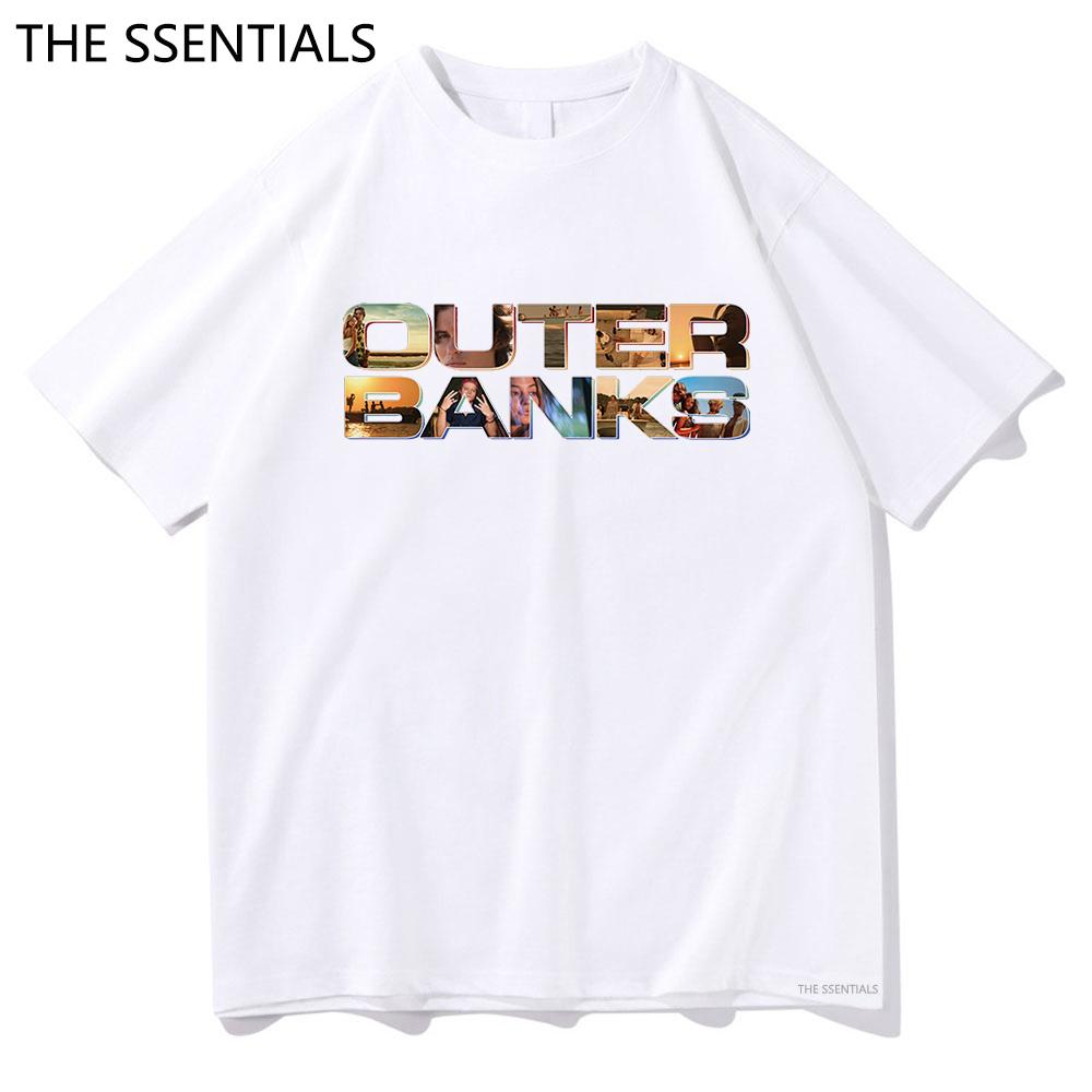 Letter Print Outer Banks T Shirt Unisex  Harajuku Aesthetic Graphic Pogue Life Tshirts Unisex John B JJ Maybank Cotton Tees Shirts