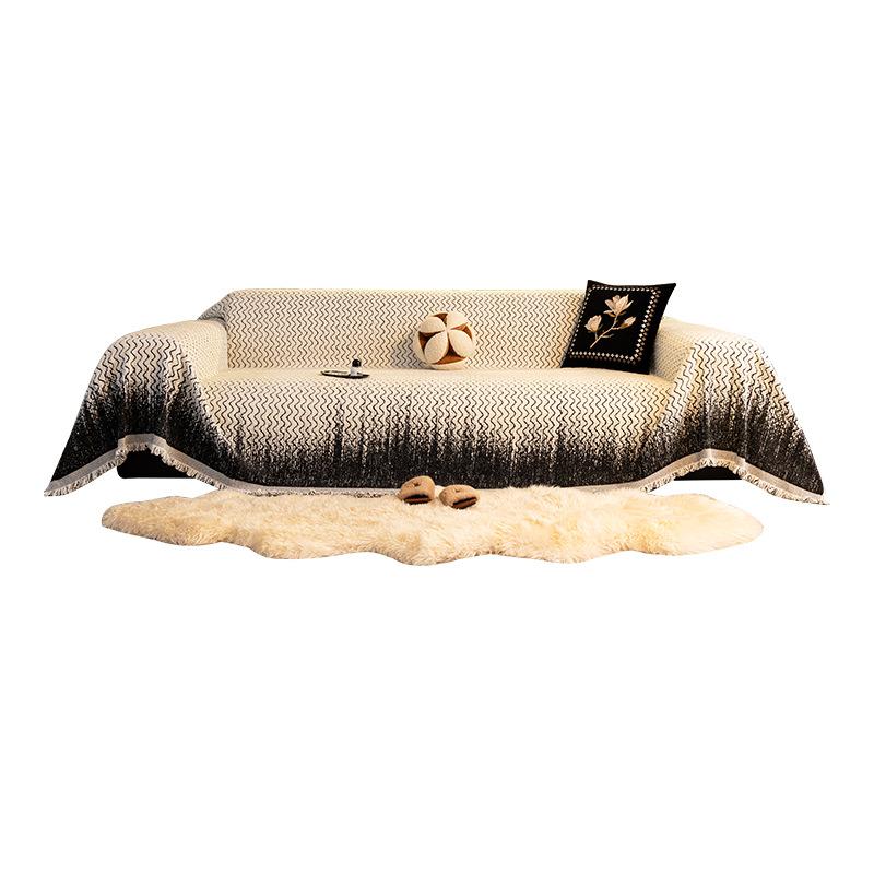 Half fleece sofa cover 2024 autumn and winter straight row sofa special thickened warm a whole sofa cover towel