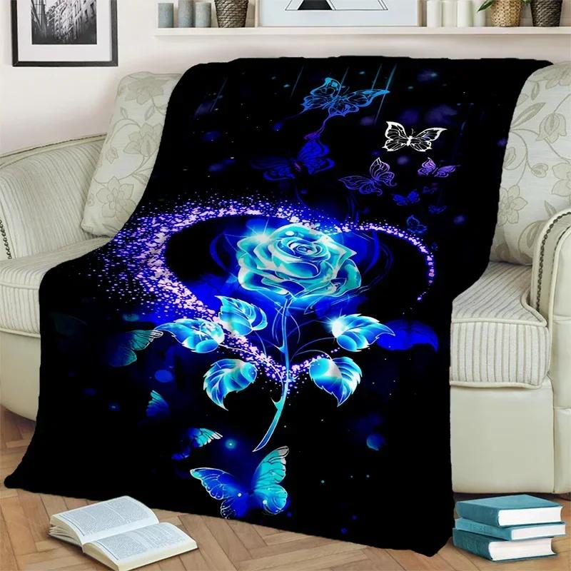 Cartoon Dream Butterfly Flower Blanket,Soft Throw Blanket for Home Bedroom Bed Sofa Picnic Travel Office Rest Nap Cover Blanket